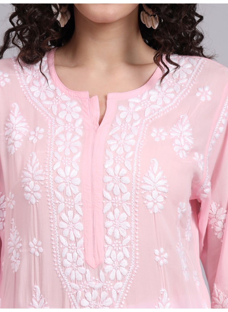 Alaya Women Chikankari Hand Embroidered Modal Kurta -AL4042 - Image 5