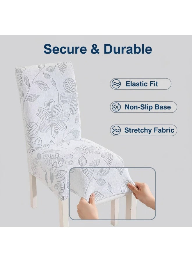 Stretch Dining Chair Cover, Washable Spandex Fabric Slipcover Protector for Dining Room & Kitchen, Floral Pattern - 1 Piece - Image 4