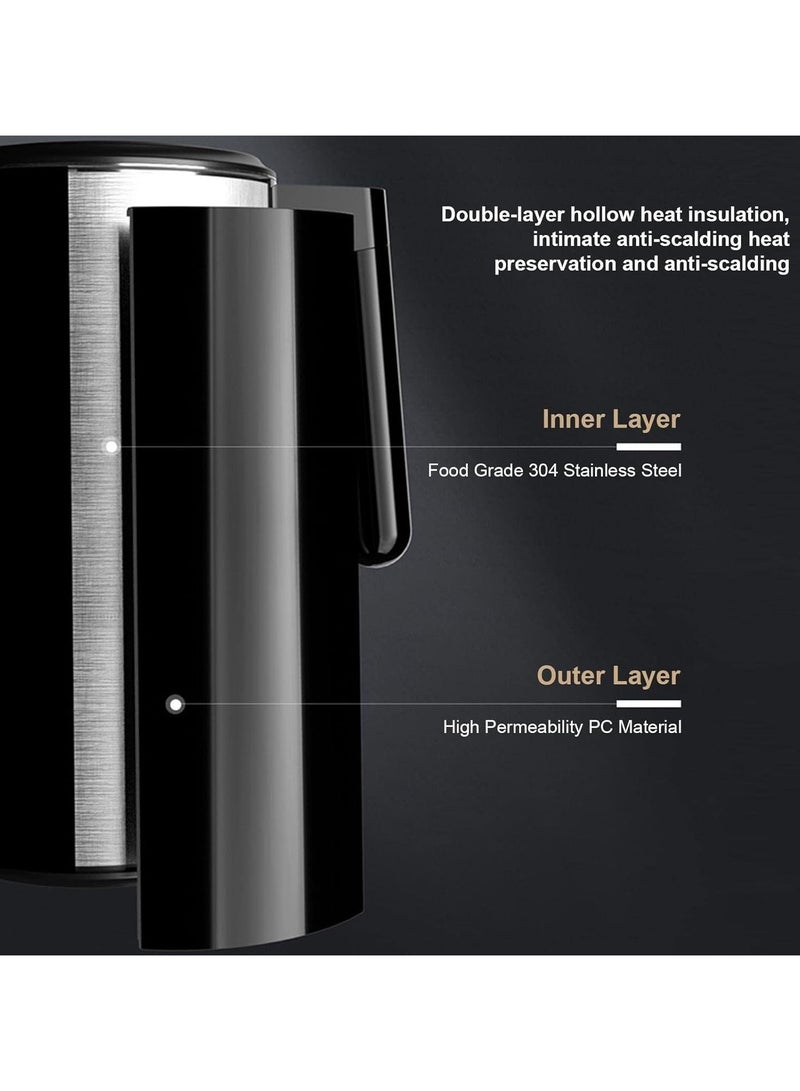 دوتس غلاية من الفولاذ المقاوم للصدأ بشاشة عرض رقمية ذكية من دوتس غلاية من الفولاذ المقاوم للصدأ سعة 1.7 لتر بقوة 2200 واط، هيكل داخلي بارد الملمس، أسود - Image 2