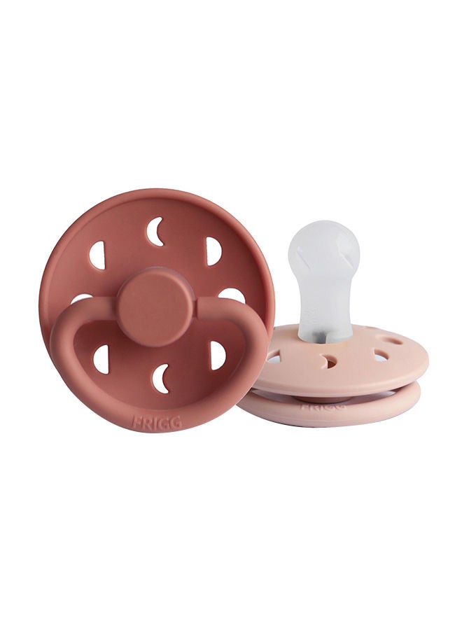 FRIGG Pack Of 2 Moon Phase Silicone Baby Pacifier 0-6M, Blush/Powder Blush - Size 1