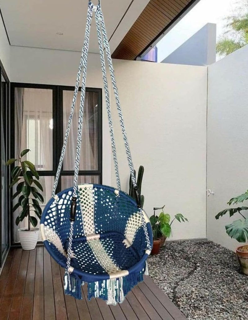 kaushalendra Kaushalendra Adult Hammock Swing Chair 120 kg Capacity MultiColor Nylon Rope Durable Iron Frame IndoorOutdoor Jhula