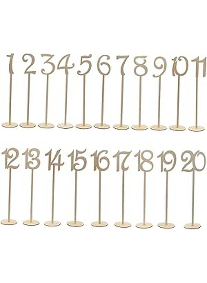 Wooden Table Number Holders Set Of 20 For Wedding Party Decor With Base - Image 1