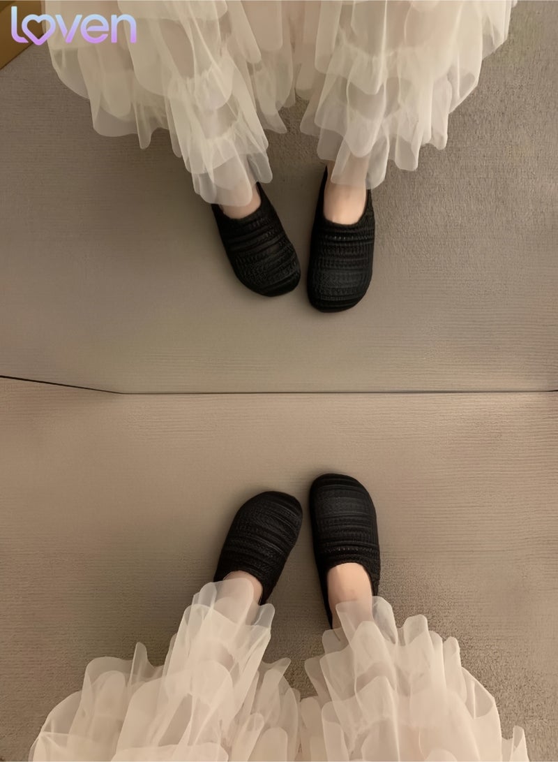 loven French-style, niche mesh openwork breathable half-closed toe slippers, suitable for both home and casual wear. - Image 2