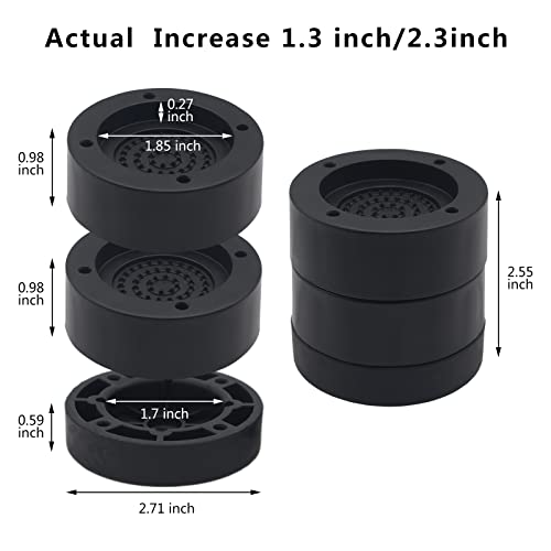 HANIHUA Furniture Risers Black Bed Risers 2 inch (Set of 6), Heavy Duty Bed Lifts Risers for Table, Sofa, Couch, Desk, Adjustable Bed Frame Risers Supports Up to 3,300 Lbs - Image 3