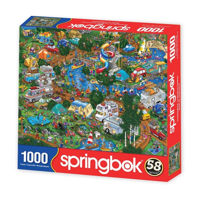 Springbok - Camping World - 1000 Piece Jigsaw Puzzle- Illustration Features Camping at It's Best - Image 2