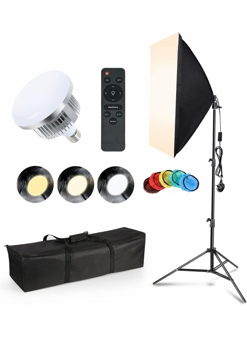 بيكنجينوس مجموعة إضاءة الصندوق اللين، 150 واط مع صندوق لين 50 سم × 70 سم | مصباح إل إي دي E27 بدرجة حرارة لونية 3200K-6500K، معدات إضاءة استوديو التصوير للتصوير الفوتوغرافي والتسجيل الفيديوي - Image 1