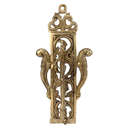 Kartique Brass Parrot Wall Bracket | Decorative Wall Hook for Hanging Lamps, Diyas, Temple Bells,Garlands | Home Decor Piece for Pooja Rooms, Living Spaces in Gold Color Height 10 Inch - Image 4