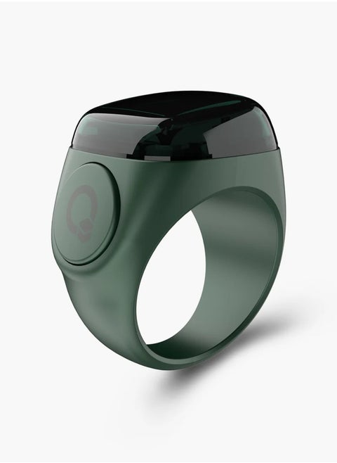 Smart Tasbih Zikr Ring Wide Display 1.5CM Powerful Battery Backup Upto 7 Days OLED Display Noor Smart Ring App Operated Tasbih Counter Prayer Reminder Technology Plastic 20MM Ring Green