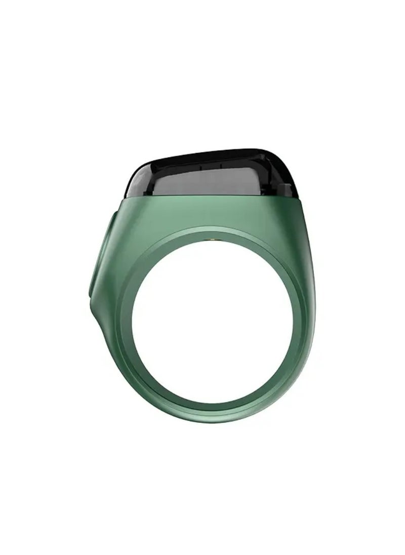 iQIBLA Smart Tasbih Zikr Ring Wide Display 1.5CM Powerful Battery Backup Upto 7 Days OLED Display Noor Smart Ring App Operated Tasbih Counter Prayer Reminder Technology Plastic 20MM Ring Green  - Image 4