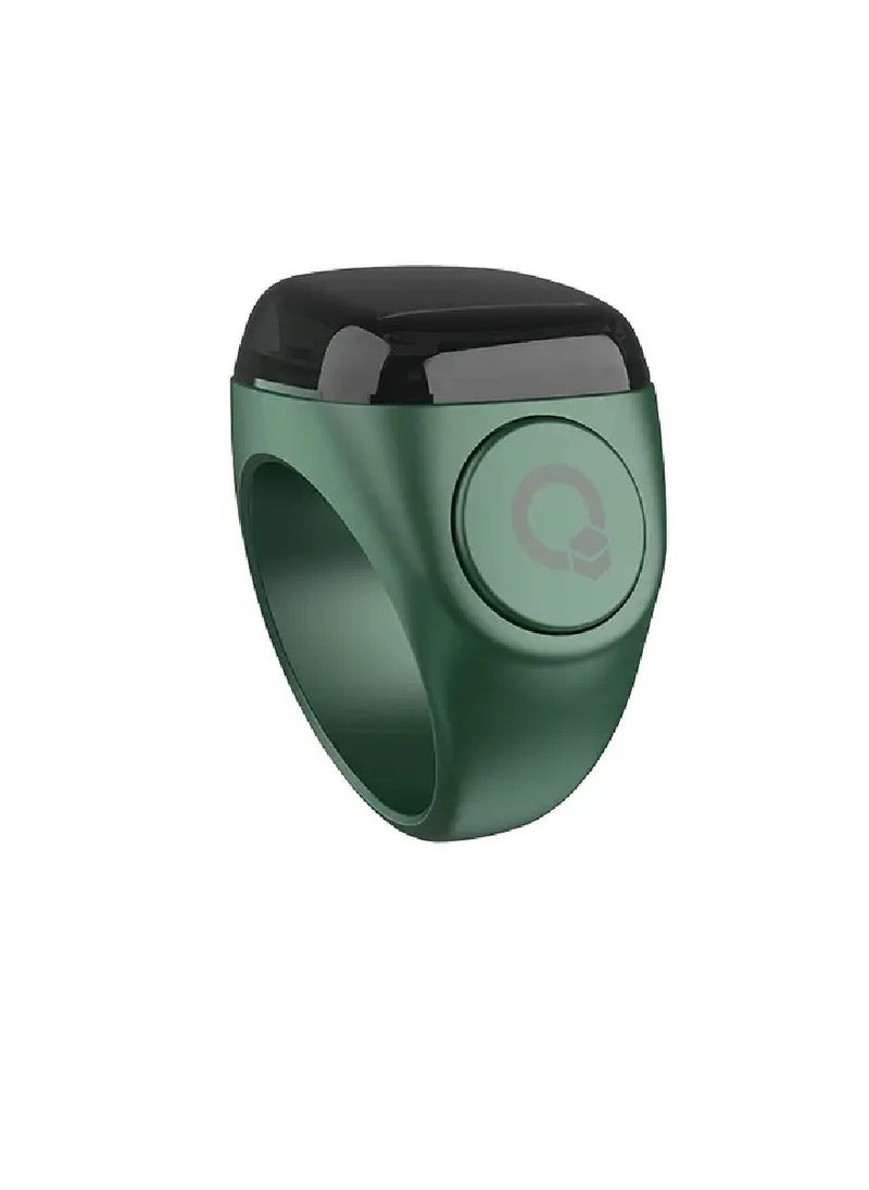 iQIBLA Smart Tasbih Zikr Ring Wide Display 1.5CM Powerful Battery Backup Upto 7 Days OLED Display Noor Smart Ring App Operated Tasbih Counter Prayer Reminder Technology Plastic 20MM Ring Green  - Image 2