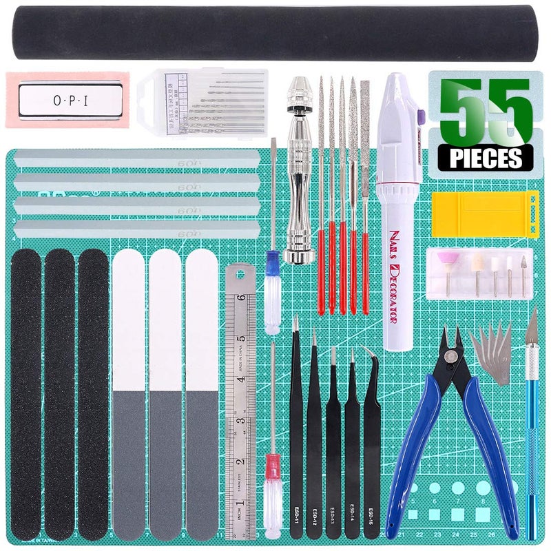 Keadic 55Pcs Professional Modeler Basic Tools Craft Set Hobby Building Tools Kit Gunpla Tools Model Kit Modeler Basic Tools Set for Car Model Building Repairing and Fixing - Image 4