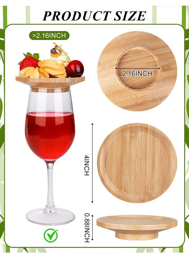 2PCS Wine Glass Charcuterie Topper, Bamboo Mini Charcuterie Boards, Wine Glass Covers To Keep Bugs Out, For Family Gatherings, Restaurants, Bars - Image 2