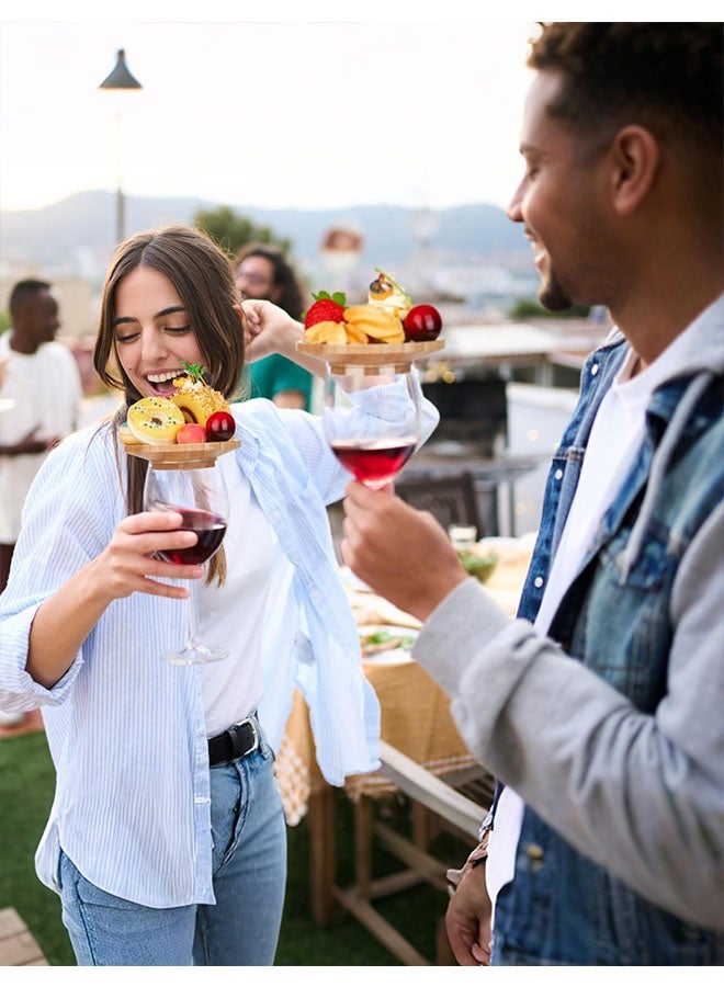 2PCS Wine Glass Charcuterie Topper, Bamboo Mini Charcuterie Boards, Wine Glass Covers To Keep Bugs Out, For Family Gatherings, Restaurants, Bars - Image 3