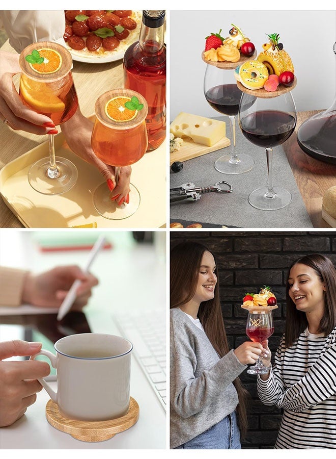 2PCS Wine Glass Charcuterie Topper, Bamboo Mini Charcuterie Boards, Wine Glass Covers To Keep Bugs Out, For Family Gatherings, Restaurants, Bars - Image 4