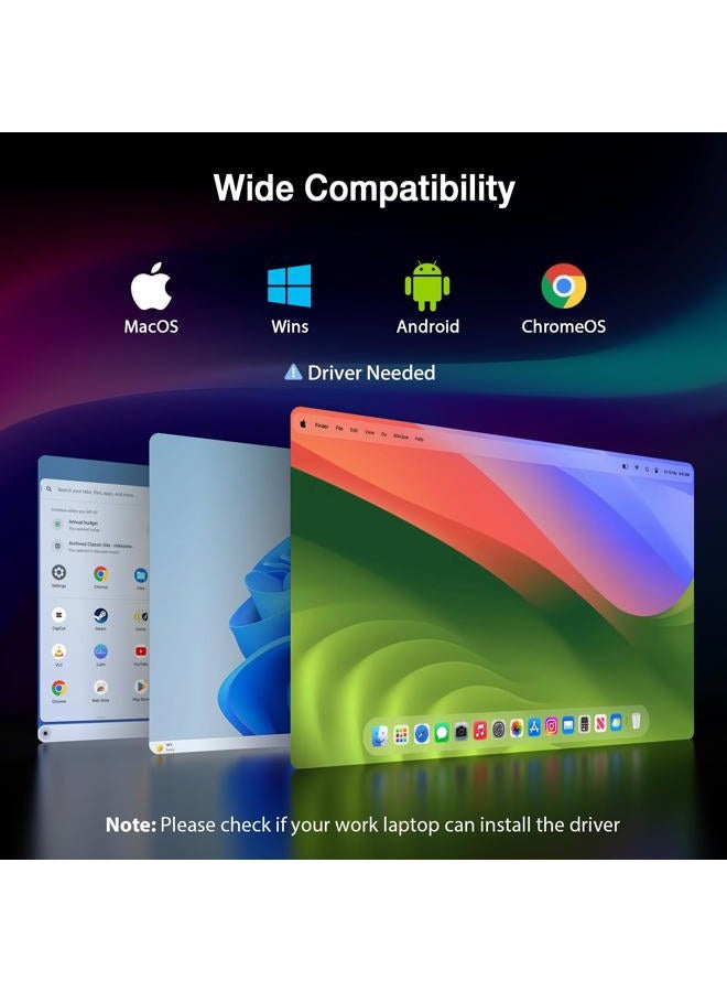 KYY 15.6" موسع شاشة اللابتوب، شاشة محمولة FHD IPS بدقة 1080P، شاشة ثلاثية بكابل USB-C، شاشة سفر مزدوجة لأجهزة اللابتوب من 12" إلى 17"، دوران 360° وحامل، X90D (يحتاج إلى برنامج تشغيل) - Image 2