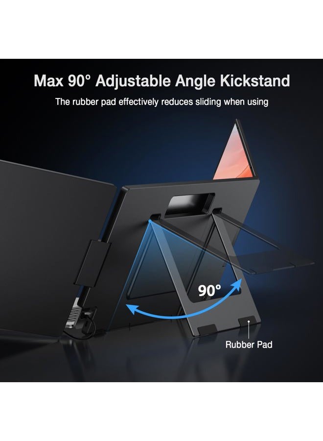 KYY 15.6" موسع شاشة اللابتوب، شاشة محمولة FHD IPS بدقة 1080P، شاشة ثلاثية بكابل USB-C، شاشة سفر مزدوجة لأجهزة اللابتوب من 12" إلى 17"، دوران 360° وحامل، X90D (يحتاج إلى برنامج تشغيل) - Image 4