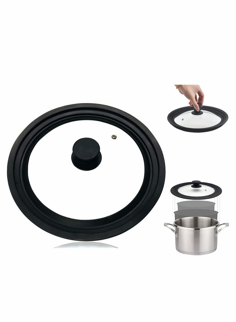 Universal Lid for Pots and Pans, Universal Lid Tempered Glass Lid for Skillet Frying Pan Cover silicone Pan Lids  - Image 1