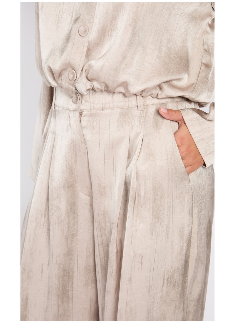 Little Mistress High Waist Oyster Satin Trousers 