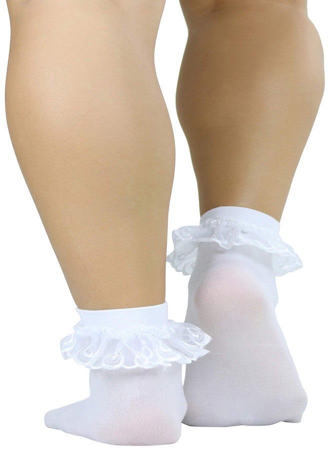 جوارب نسائية من الدانتيل والكشكشة من ToBeInStyle - أبيض - مقاس واحد - Image 2