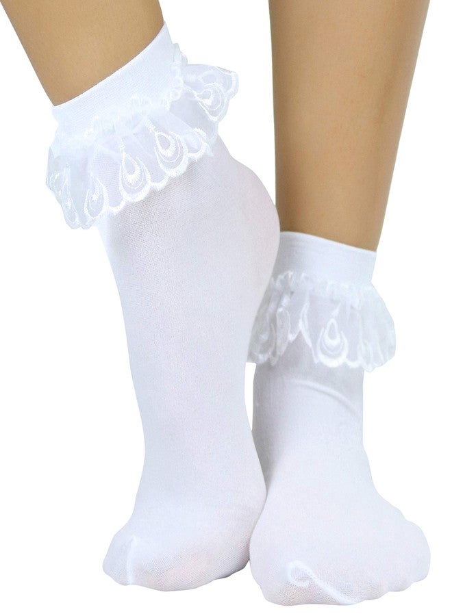 جوارب نسائية من الدانتيل والكشكشة من ToBeInStyle - أبيض - مقاس واحد - Image 1
