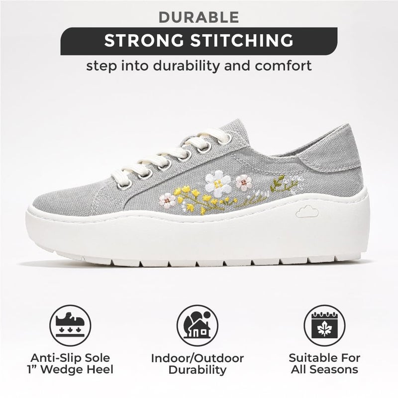 Project Cloud Platform Sneakers for Women â€“ Lightweight Womens Sneakers with Memory Foam Insole â€“ Non Slip Lace-Up Womens Shoes â€“ Perfect Spring Shoes for Women 2026 (Bossy-2, LTGREY, 8) - Image 4