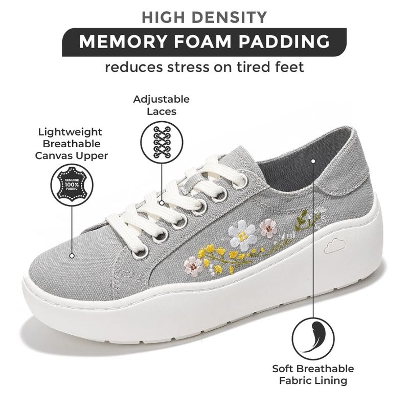 Project Cloud Platform Sneakers for Women â€“ Lightweight Womens Sneakers with Memory Foam Insole â€“ Non Slip Lace-Up Womens Shoes â€“ Perfect Spring Shoes for Women 2026 (Bossy-2, LTGREY, 8) - Image 3