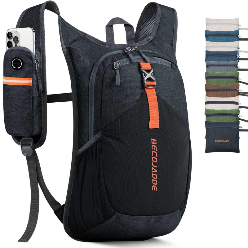 BECOJADDE 15L Small Hiking Backpack for Men Women Foldable Packable Back Pack Ultralight Hiking Daypack for Travel Camping Outdoor, Black - Image 1