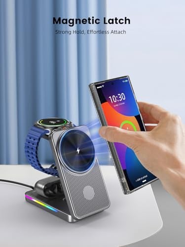 NeotrixQI Magnetic Wireless Charger for Samsung Galaxy S26 Ultra, 3 in 1 Wireless Charging Station for Samsung Watch 8, Travel Foldable MagSafe Charger Stand for Android S25 Ultra/Z Fold/Z Flip 7, Buds 4 Pro - Image 3