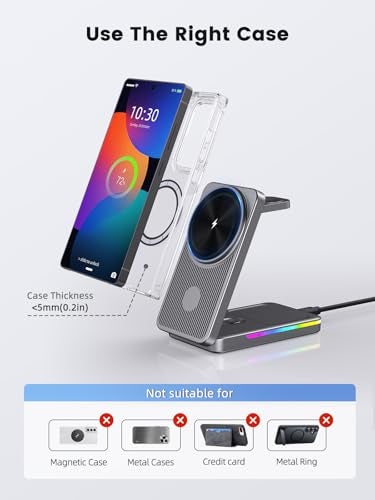 NeotrixQI Magnetic Wireless Charger for Samsung Galaxy S26 Ultra, 3 in 1 Wireless Charging Station for Samsung Watch 8, Travel Foldable MagSafe Charger Stand for Android S25 Ultra/Z Fold/Z Flip 7, Buds 4 Pro - Image 4