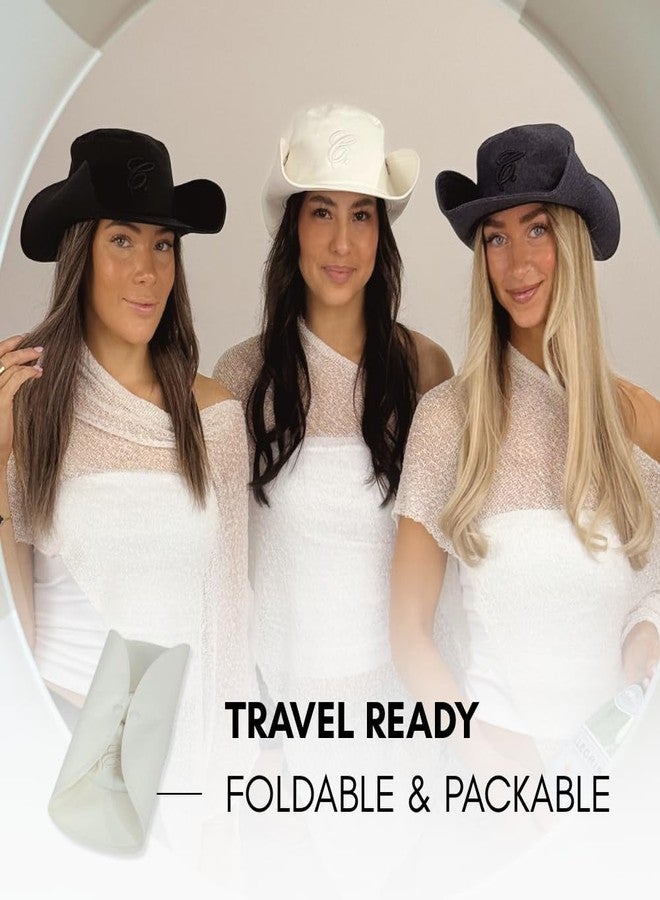 CITRUSY Trendy Cowboy Bucket Hat | Packable Cowgirl Western Hat | White, Black & Denim | Floppy Beach or Sunhat for Women or Men | Rodeo & Cowgirl Outfit Accessory | Adjustable One Size Fits Most (White) - Image 5
