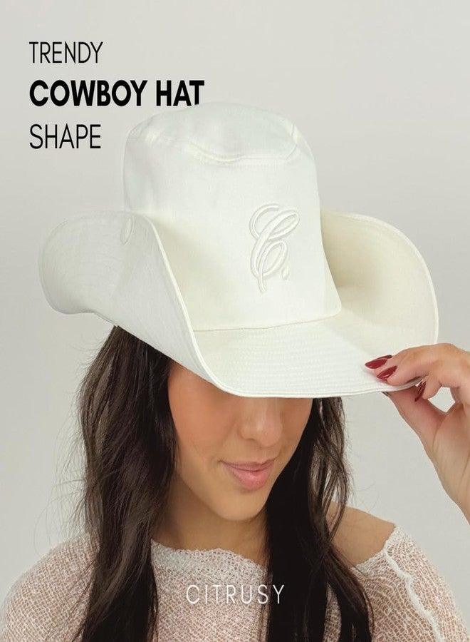 CITRUSY Trendy Cowboy Bucket Hat | Packable Cowgirl Western Hat | White, Black & Denim | Floppy Beach or Sunhat for Women or Men | Rodeo & Cowgirl Outfit Accessory | Adjustable One Size Fits Most (White) - Image 3