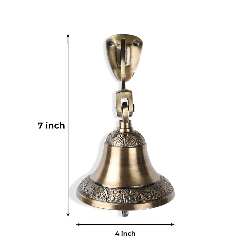 FAPBADRI FAPBADRI Antique Brass Bell Vintage look Solid brass material Deep sound Design on base and top Home decorative item  - Image 4
