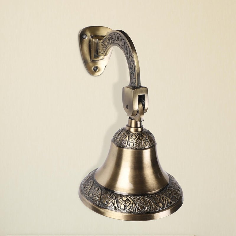 FAPBADRI FAPBADRI Antique Brass Bell Vintage look Solid brass material Deep sound Design on base and top Home decorative item  - Image 3