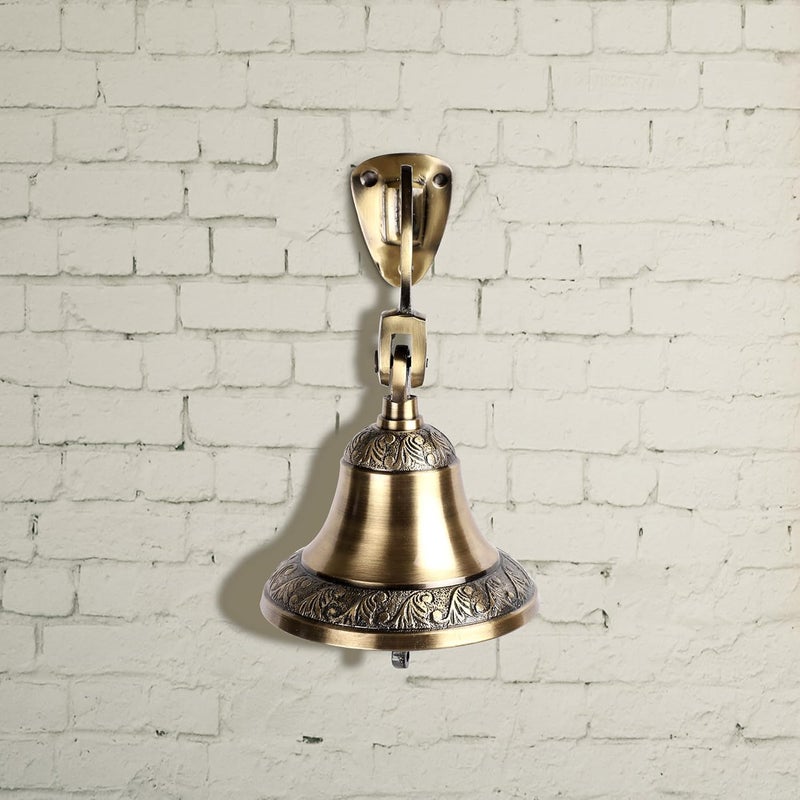 FAPBADRI FAPBADRI Antique Brass Bell Vintage look Solid brass material Deep sound Design on base and top Home decorative item  - Image 5