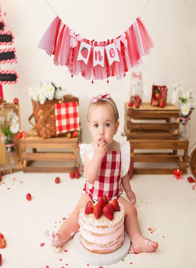 UOAOU Strawberry One High Chair Banner - First Birthday Decorations,Sweet One Decorations, Berry Theme High Chair Banner, Berry 1st Birthday Photo Prop - Image 4