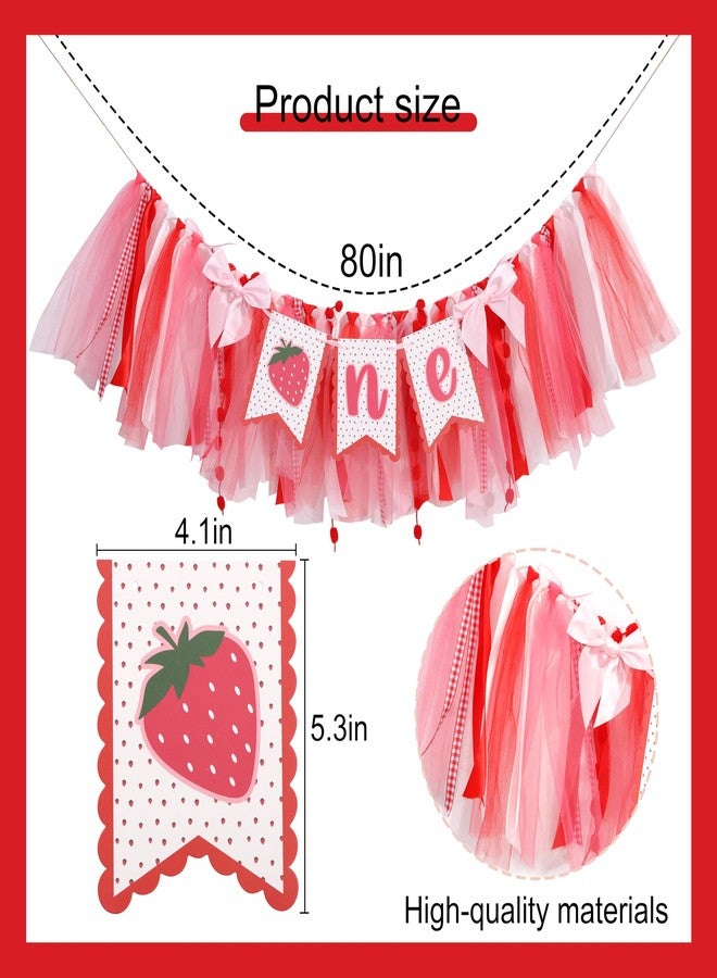 UOAOU Strawberry One High Chair Banner - First Birthday Decorations,Sweet One Decorations, Berry Theme High Chair Banner, Berry 1st Birthday Photo Prop - Image 2