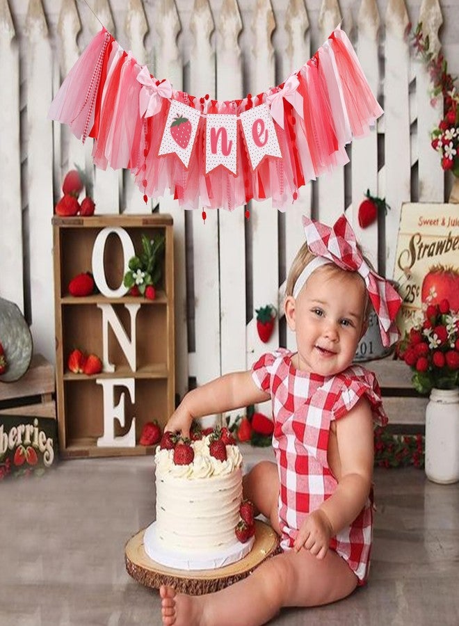 UOAOU Strawberry One High Chair Banner - First Birthday Decorations,Sweet One Decorations, Berry Theme High Chair Banner, Berry 1st Birthday Photo Prop - Image 3
