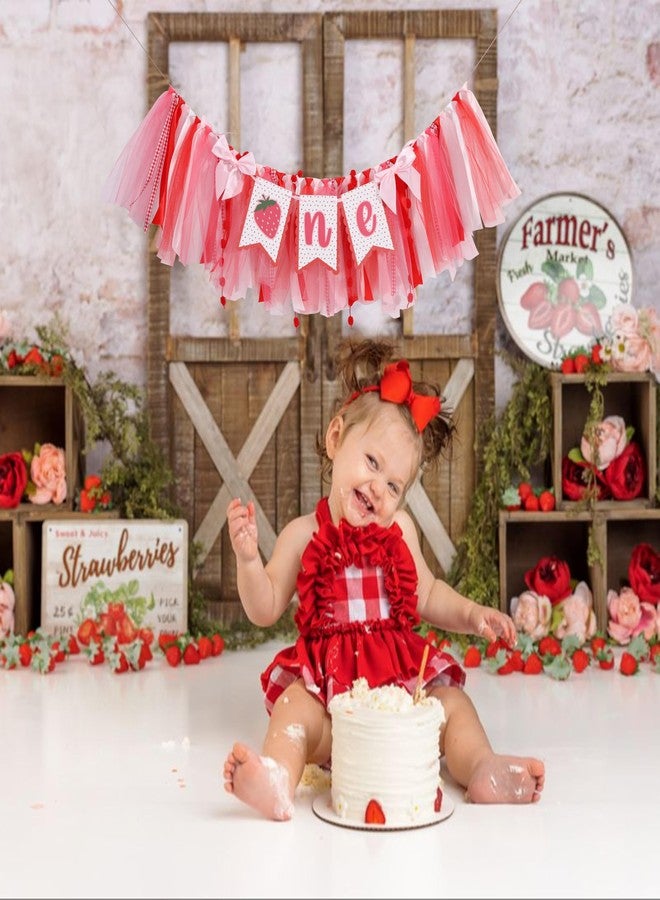 UOAOU Strawberry One High Chair Banner - First Birthday Decorations,Sweet One Decorations, Berry Theme High Chair Banner, Berry 1st Birthday Photo Prop - Image 5