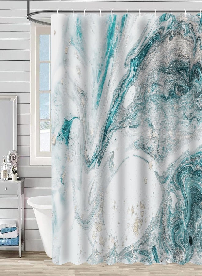 ZCHOMI Teal Marble Shower Curtain Turquoise Aqua Modern Abstract Art Shower Curtains for Bathroom Waterproof Polyester Fabric Bathroom Curtain 72 x 72 Inch with 12 Hooks - Image 1