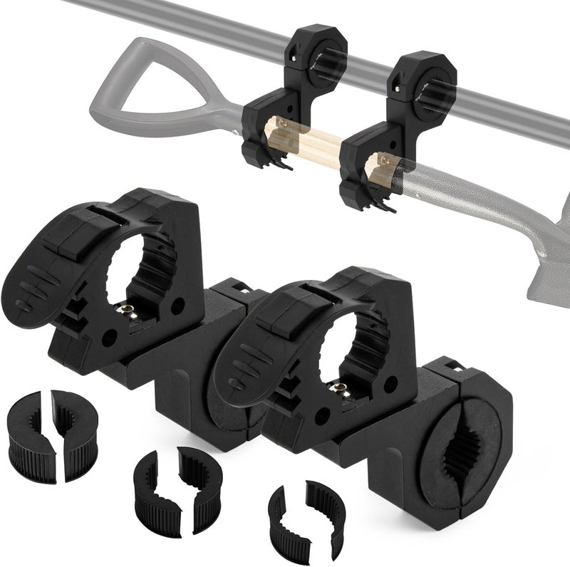 psler Quick-Release Rubber Clamps Mount Shovel Axe Holder Mount for 1-1/7'' to 1-3/7'' Diameter Tools with Roll Bar Clamp Mounts Bar Mounting Bracket for 1" 1.5" 1.75" Bull Bars Roof Racks Roll Cages - Image 1