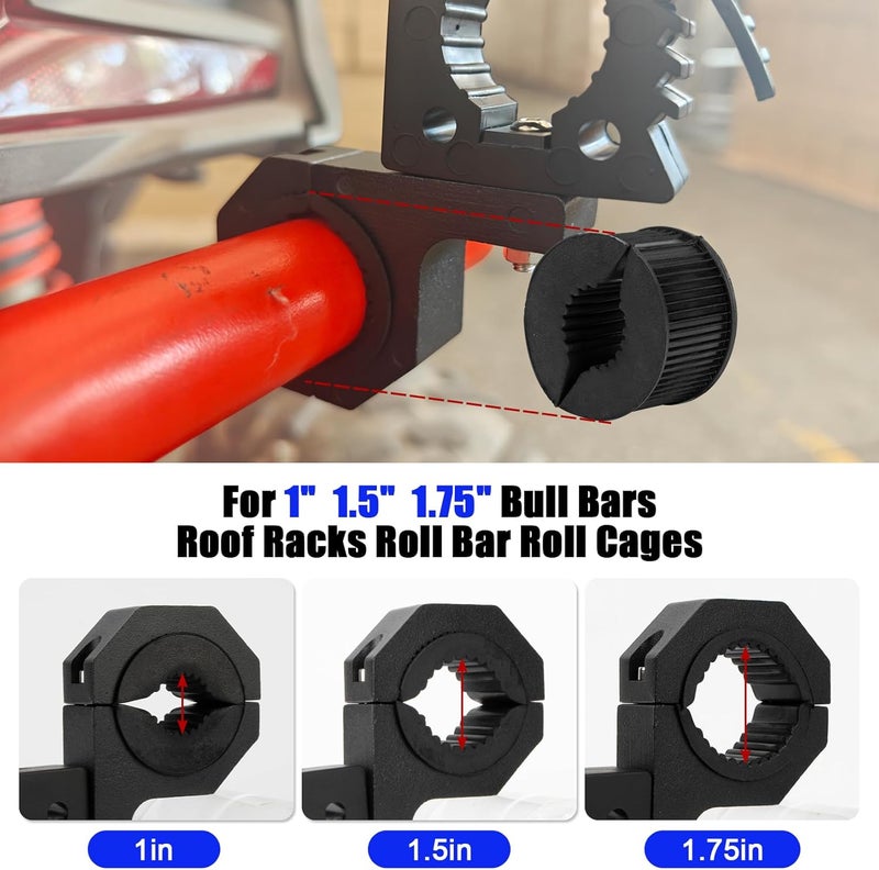 psler Quick-Release Rubber Clamps Mount Shovel Axe Holder Mount for 1-1/7'' to 1-3/7'' Diameter Tools with Roll Bar Clamp Mounts Bar Mounting Bracket for 1" 1.5" 1.75" Bull Bars Roof Racks Roll Cages - Image 3