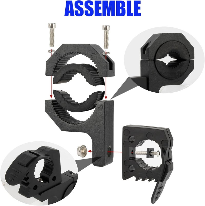 psler Quick-Release Rubber Clamps Mount Shovel Axe Holder Mount for 1-1/7'' to 1-3/7'' Diameter Tools with Roll Bar Clamp Mounts Bar Mounting Bracket for 1" 1.5" 1.75" Bull Bars Roof Racks Roll Cages - Image 4