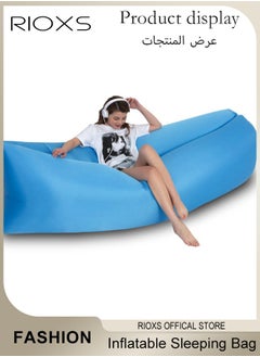 RIOXS Portable Inflatable Sleeping Bag, Single Folding Camping Airbed, Outdoor Beach Sleeping Bag, Inflatable Lounger, Sofa Air Chair, Waterproof Anti-Air Leaking Sofa Sleeping Bag For Lakes Beaches Garden Picnics  - Image 3