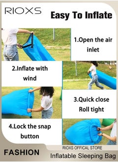 RIOXS Portable Inflatable Sleeping Bag, Single Folding Camping Airbed, Outdoor Beach Sleeping Bag, Inflatable Lounger, Sofa Air Chair, Waterproof Anti-Air Leaking Sofa Sleeping Bag For Lakes Beaches Garden Picnics  - Image 5