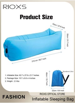 RIOXS Portable Inflatable Sleeping Bag, Single Folding Camping Airbed, Outdoor Beach Sleeping Bag, Inflatable Lounger, Sofa Air Chair, Waterproof Anti-Air Leaking Sofa Sleeping Bag For Lakes Beaches Garden Picnics  - Image 2