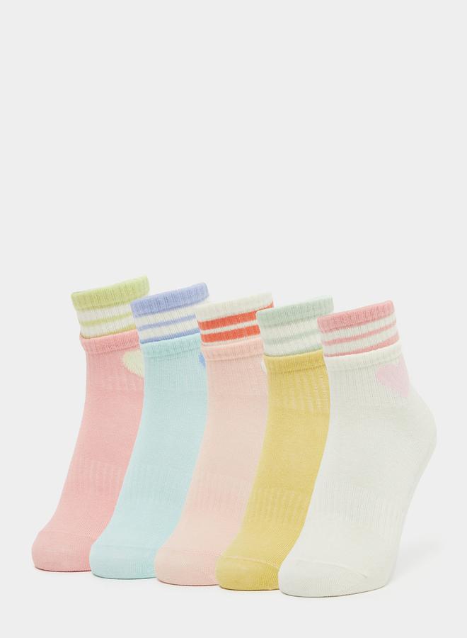 Styli Set of 5 - Heart Detail Crew Socks  - Image 1