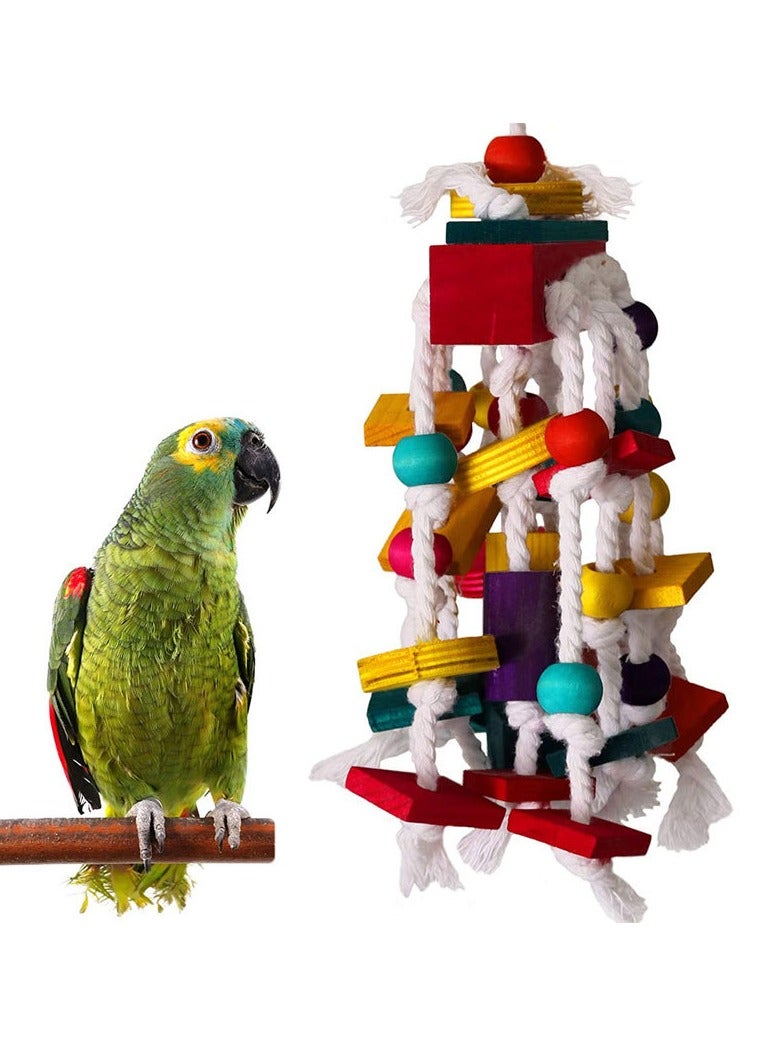 عام لعب الطيور متوسطة وكبيرة الببغاء عض اللعب قفص الطيور اكسسوارات الخشب الملون ، لعب الببغاء - Image 1