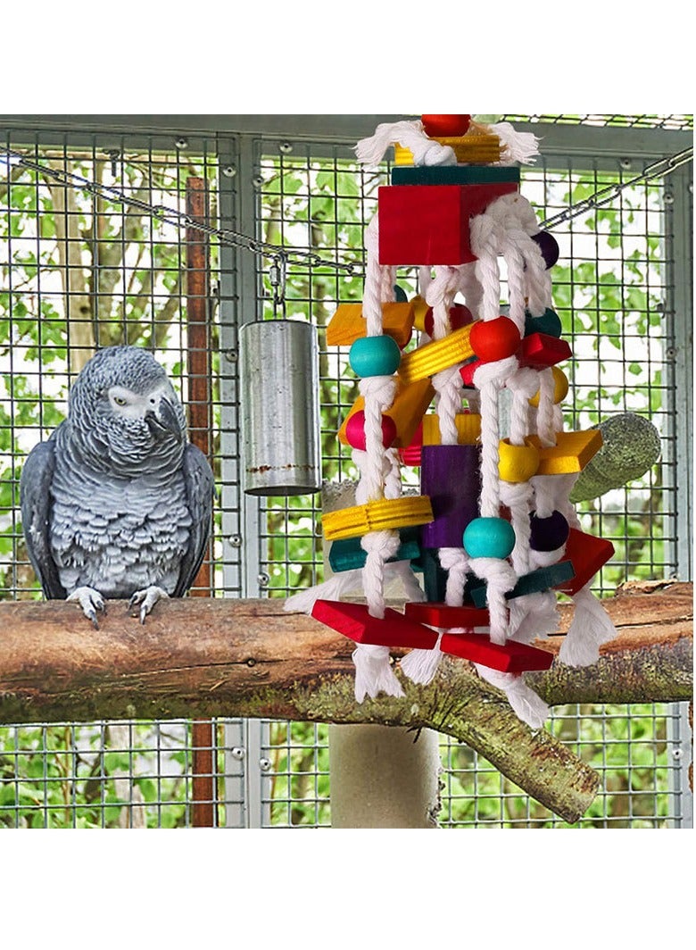 عام لعب الطيور متوسطة وكبيرة الببغاء عض اللعب قفص الطيور اكسسوارات الخشب الملون ، لعب الببغاء - Image 2