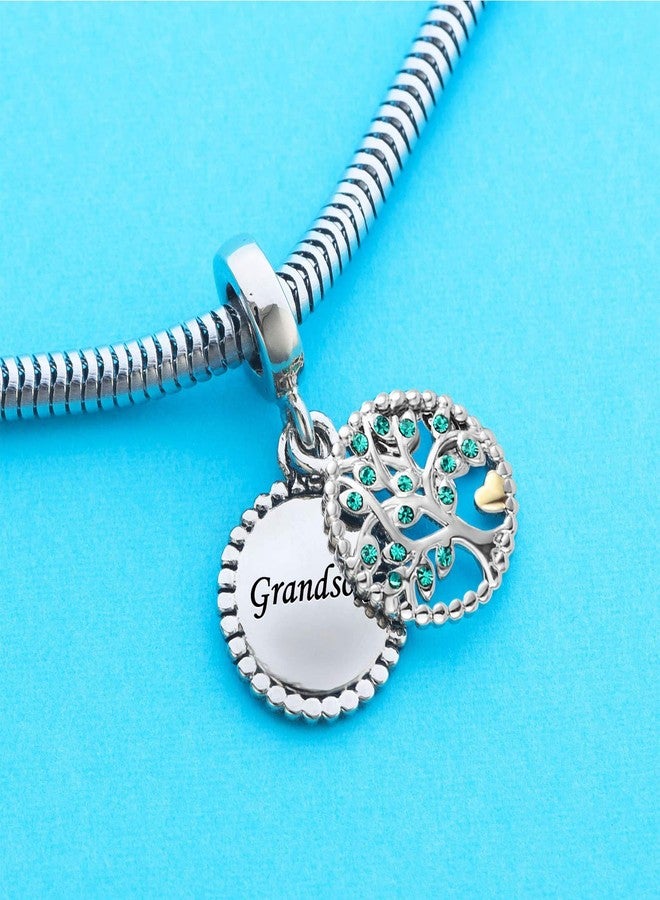 KunBead Grandson Family Tree Heart Dangle Birthday Charms Compatible with Pandora Bracelet Necklace - Image 3