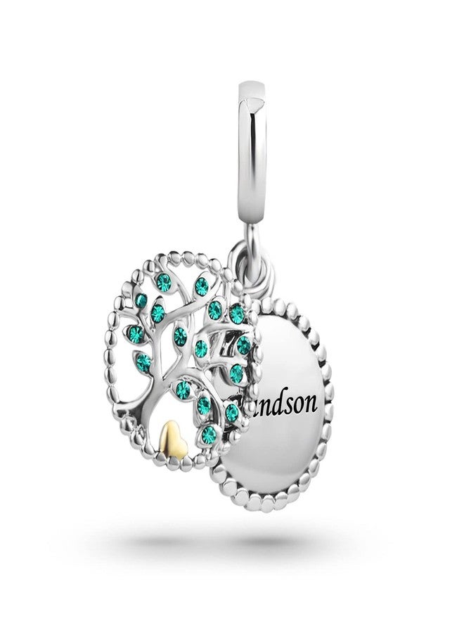 KunBead Grandson Family Tree Heart Dangle Birthday Charms Compatible with Pandora Bracelet Necklace - Image 2